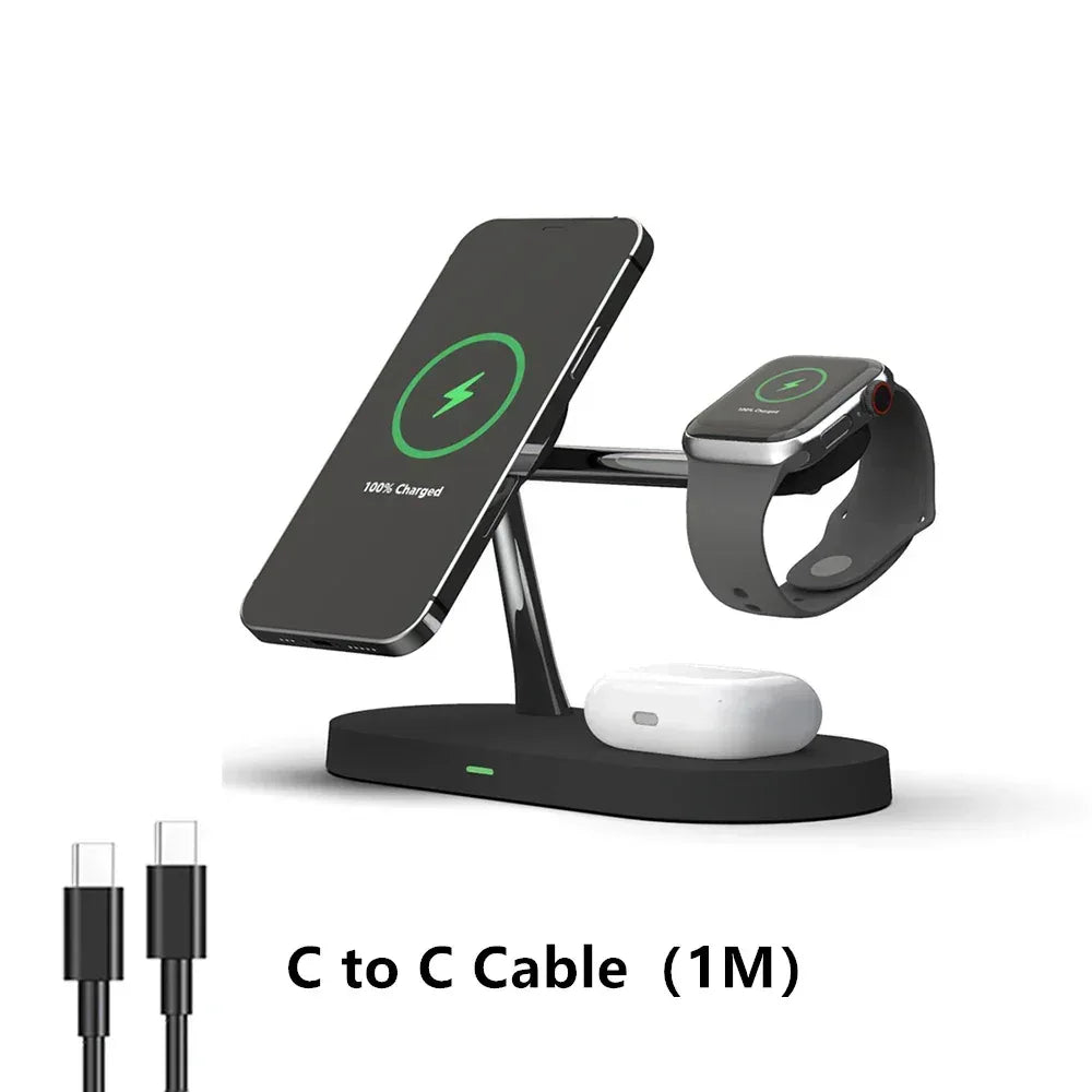 3 in 1 Wireless Charger Stand For iPhone 12/13/14/15/16/17 Fast Charging Station for Apple Watch 10 9 8 7 6 5 4 Airpods 2 3 Pro - Urbizia