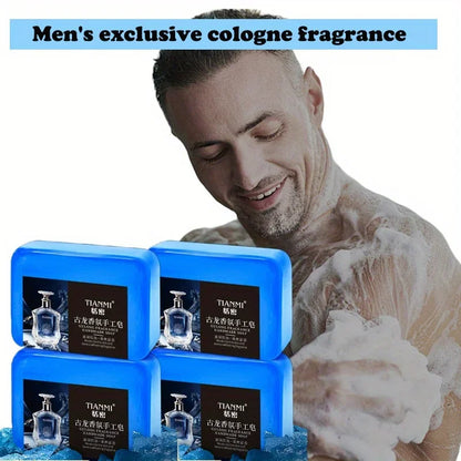2Pcs Men's Cologne Soap, Three-In-One for Washing Hair, Face, and Body, Cleanses and Bathes the Entire Body, Moisturizes