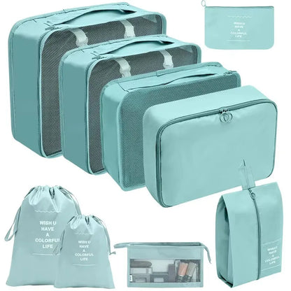 7/8/9/10/11 Pcs Set Travel Organizer Storage Bags Suitcase Packing Cubes Set Cases Portable Luggage Clothes Shoe Tidy Pouch
