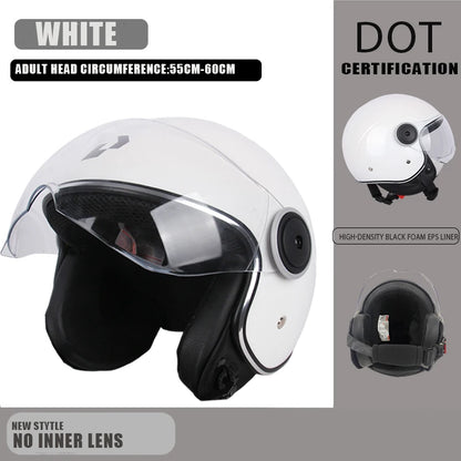 DOT Certified Vintage Open Helmet Motorcycle Open Face Helmet Retro 3/4 Helmet Cruise Casco Casque Moto Men Women