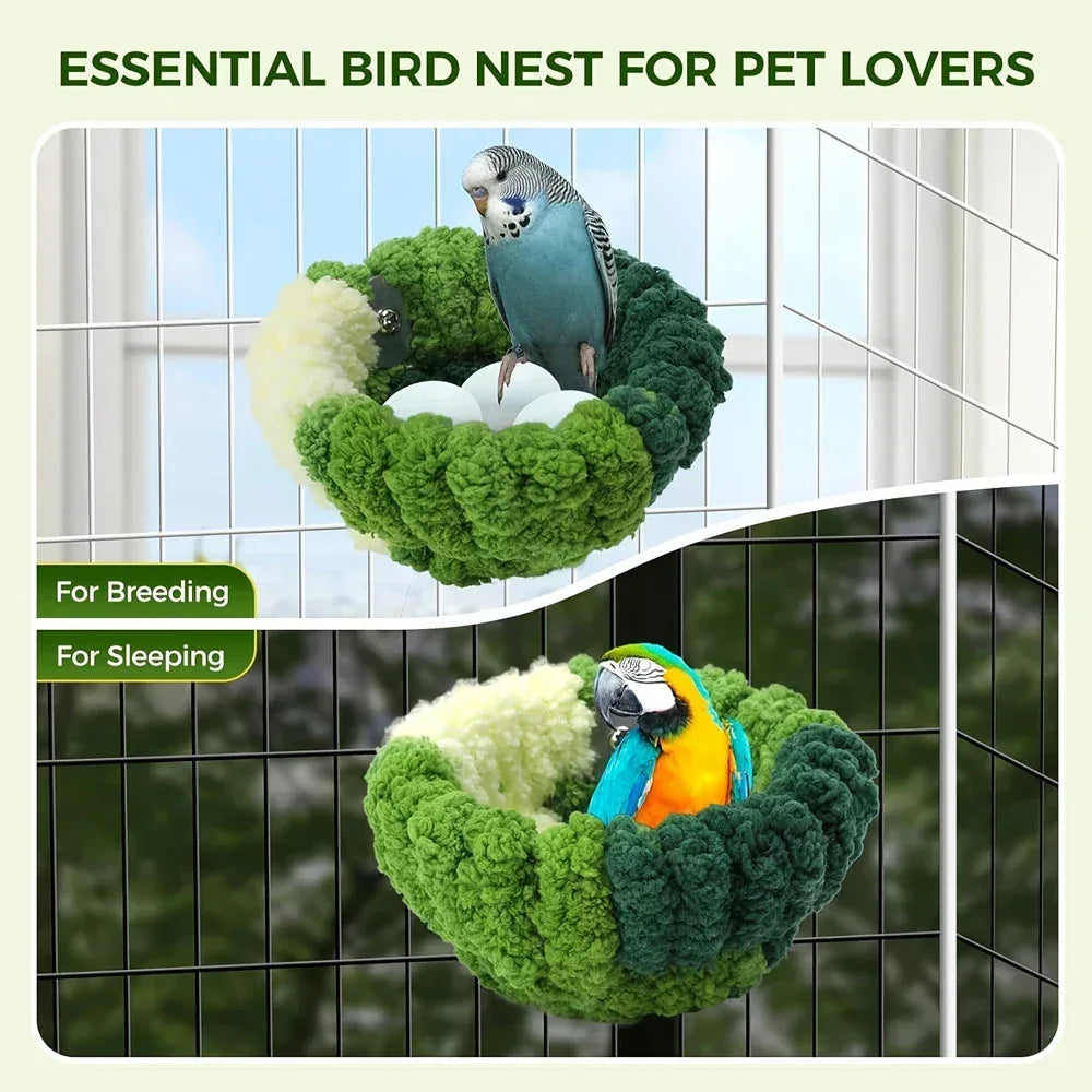Autumn Winter Warm Cozy Bird Nest Plush Parrot Round Sleeping Bed House Toys for Small Animal Pet Bird Parrot Cage Accessories - Urbizia