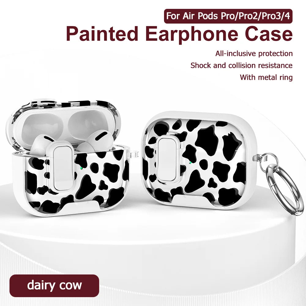 Funda For AirPods Pro 2 3 4 Case With Phone Holder Headphone Cover For AirPods 4 Pro3 Cases Security Lock Earphone Coque Sleeve
