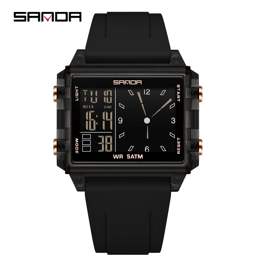 SANDA 6273 Fashion Electronic Watches for Man Luminous Calendar Waterproof Clock Outdoor Sports Casual Ladies Digital Wristwatch