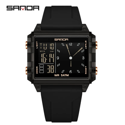 SANDA 6273 Fashion Electronic Watches for Man Luminous Calendar Waterproof Clock Outdoor Sports Casual Ladies Digital Wristwatch