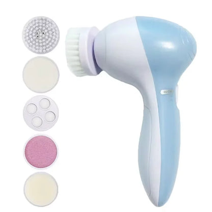5-in-1 Electric Facial Cleansing Brush – Deep Clean & Blackhead Remover