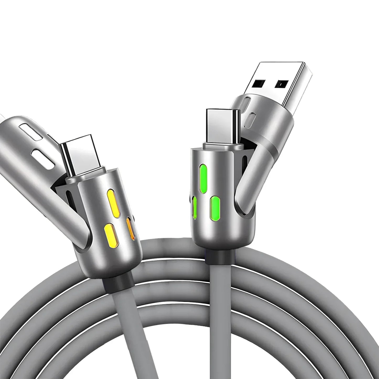 4 in 1 Functional 240W Super Fast Charge USB Type C Liquid Silicone Aluminum Alloy Data Cable For iPhone Huawei Samsung Xiaomi - Urbizia