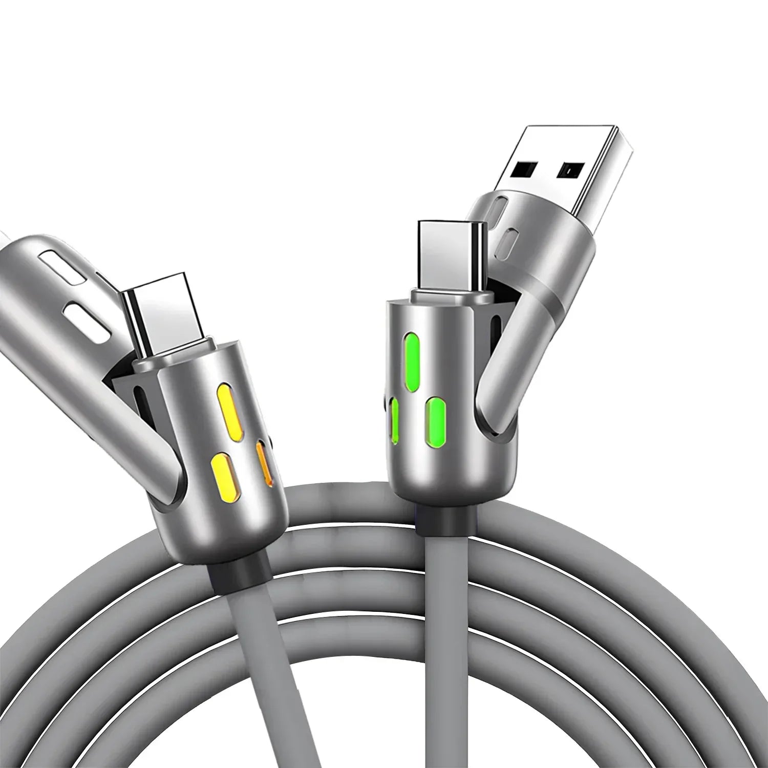 4 in 1 Functional 240W Super Fast Charge USB Type C Liquid Silicone Aluminum Alloy Data Cable For iPhone Huawei Samsung Xiaomi - Urbizia