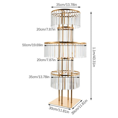 1/2Pcs 5-Tier Gold Acrylic Wedding Flower Stand 110cm Crystal Style Floor Standing Centerpiece for Wedding Party Event Decorate