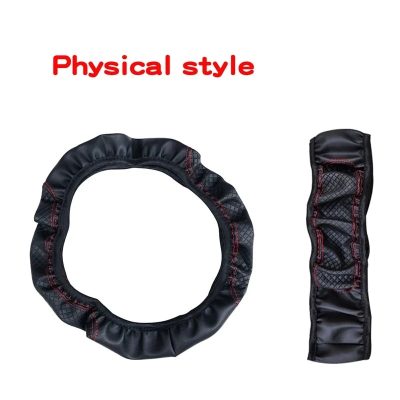 37-39cm Car Steering Wheel Cover Skidproof Auto Steering- Wheel Cover Anti-Slip Embossing Leather Car-styling Car Accessories