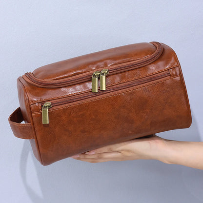 Men PU Vintage Luxury Toiletry Bag Travel Necessary Business Cosmetic Makeup Cases Male Hanging Storage Organizer Wash Bags