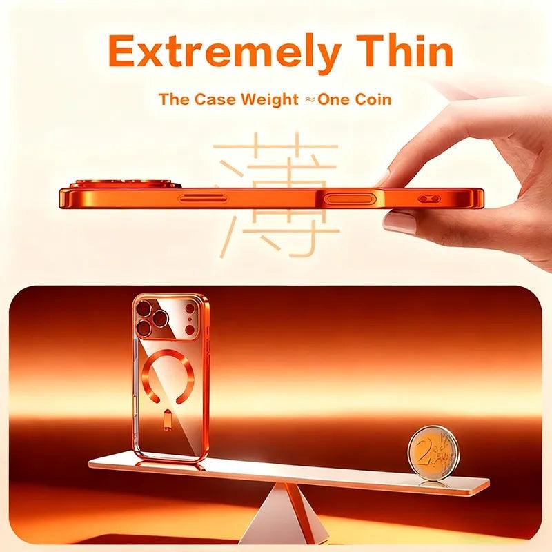 iPhone MagSafe Clear Case – Plating Soft TPU Magnetic Cover