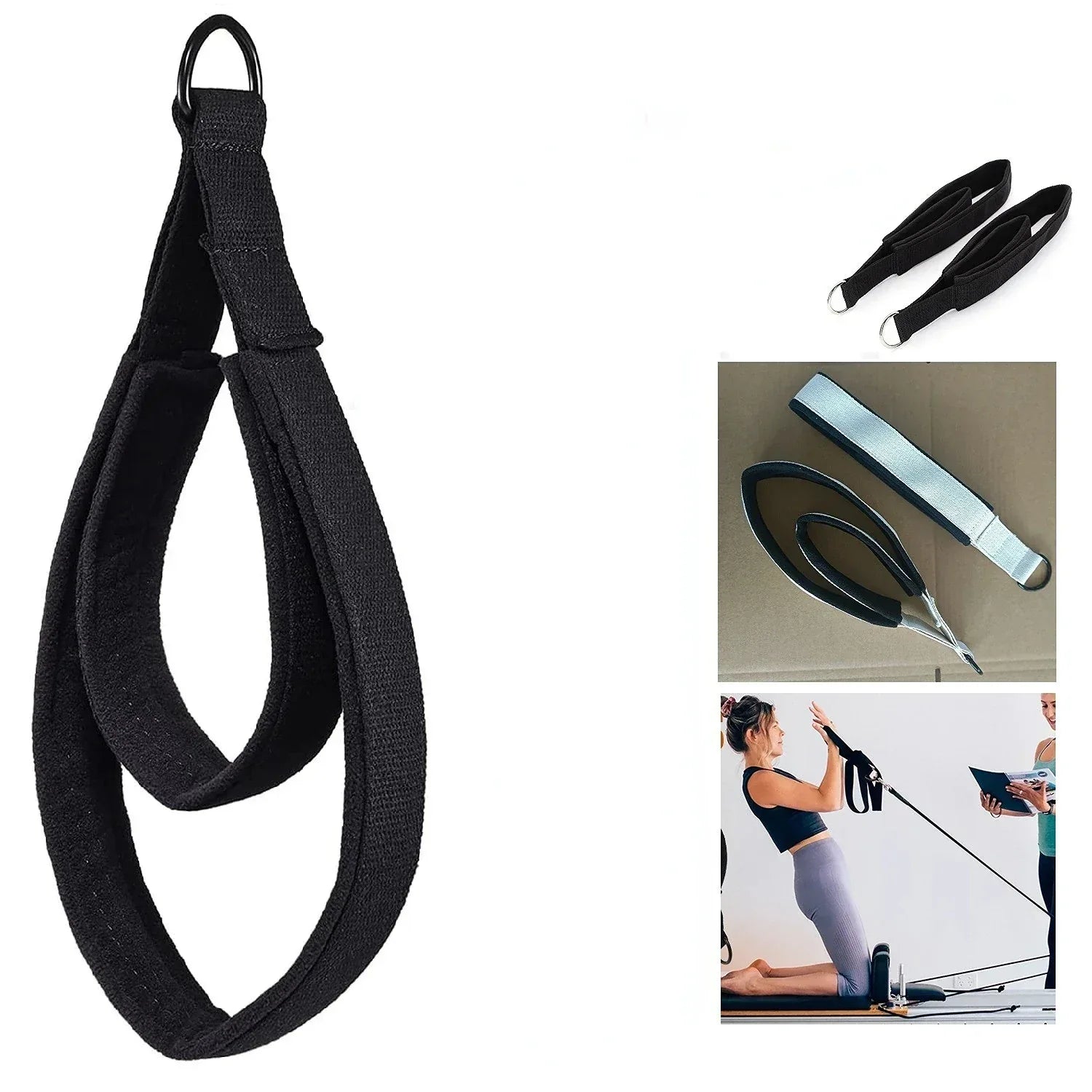 Double Ring Elastic Yoga Pilates Bed Exercise Accessory Ankle Buckle Pilates Stretch Strap Resistance Band elastic cord - Urbizia