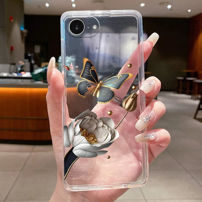 For iPhone 16e Case Clear Luxury Fashion Butterfly Flowers Soft TPU Silicone Jelly Back Cover for Apple iPhone 16e Phone Case