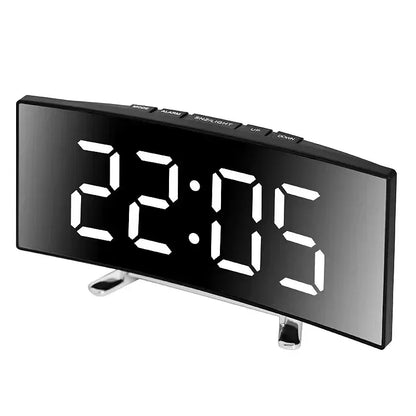 Electronic Alarm Clock Noiseless Design Digital LED Large Display Mirror Electronic Clock Digital Alarm Clock LED Mirror Clocks - Urbizia