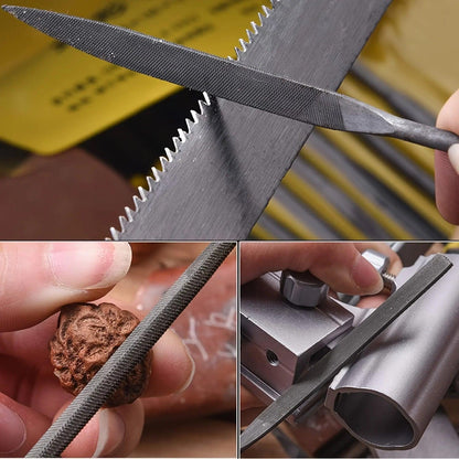High-Carbon Steel Precise Needle File Set - Premium Kit with Non-Slip Ergonomic Handles, for Wood/Plastic/Model Filing