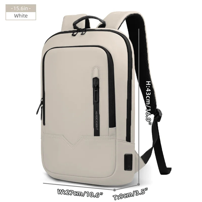 Heroic Knight Thin Male Work Backpack Multifunctional Fashion 15.6 In Laptop Backpack Casual Waterproof Business Travel Daypack