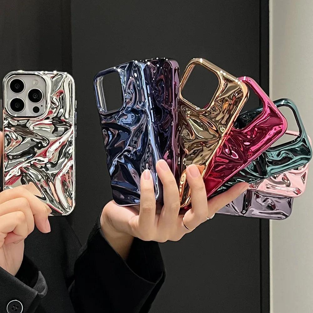 Luxury 3D Wrinkle Electroplate Case for iPhone 17–11 Series