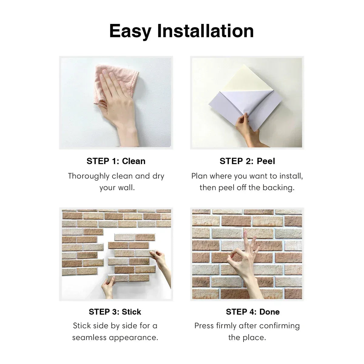 3D Wall Sticker Self-adhesive Faux Brick Wall Panel Peel and Stick Tile Backsplash for Kitchen Bedroom Waterproof Tile Sticker - Urbizia