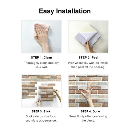 3D Wall Sticker Self-adhesive Faux Brick Wall Panel Peel and Stick Tile Backsplash for Kitchen Bedroom Waterproof Tile Sticker - Urbizia