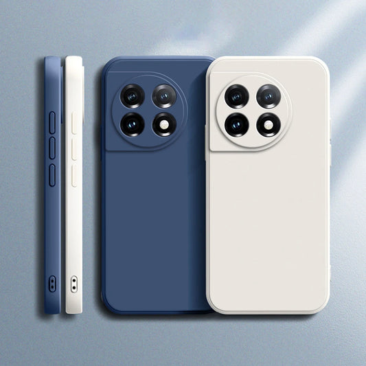 Soft Back Cover Phone Case for Oneplus 11 11R 5G Candy Color Liquid Silicone Funda Luxury Straight Edge Original Protect Housing