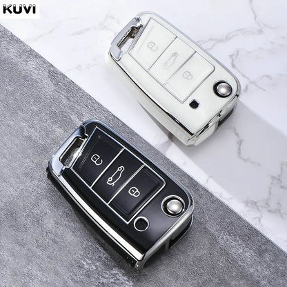 3 4 Buttons TPU Car Key Case Cover Fob For VW Volkswagen Golf 7 MK7 Tiguan MK2 For SEAT Ateca Leon FR 2 Ibiza For Skoda Octavia