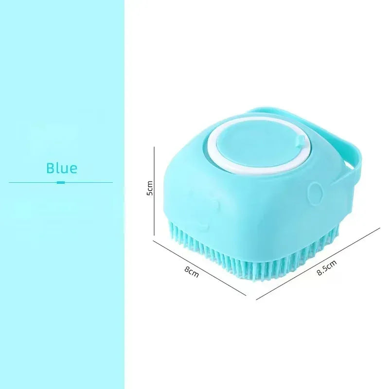 Pet Dog Shampoo Brush 2.7oz 80ml Cat Massage Comb Grooming Scrubber for Bathing Short Hair Soft Silicone Rubber - Urbizia