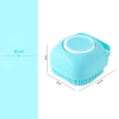 Pet Dog Shampoo Brush 2.7oz 80ml Cat Massage Comb Grooming Scrubber for Bathing Short Hair Soft Silicone Rubber - Urbizia