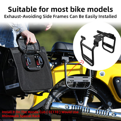 Rhinowalk Motorcycle Side Bag 13L Waterproof Quick Release Motor Saddlebag With Inner Support Board Tail Rack Storage Luggage