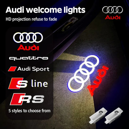 Car LED Door Lamps Welcome Projector Lights for Audi Sline RS Quattro