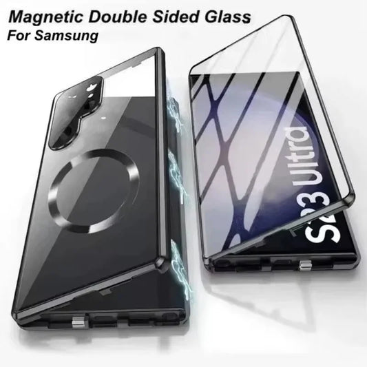 360 ° Full Protection Metal Magnetic Case For Magsafe Samsung Galaxy S26 S25 S24 S23 S22 Ultra Plus Double Sided Snap Lock Cover