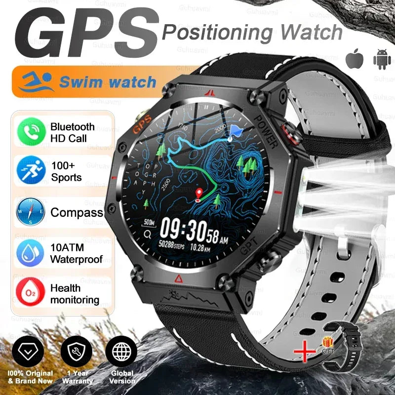 T-Rex 3 Ultra Military Grade GPS Smart Watch 10ATM Waterproof Compass Altimeter Barometric AMOLED Men HD Call Sports Smartwatch - Urbizia