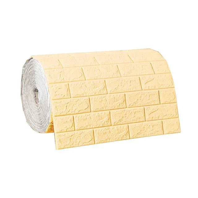 70cm*2m 3D Soft Foam Brick Wallpaper Sticker Roll DIY Self Adhesive Living Room Home Kitchen Bathroom Decorative Wall Paper