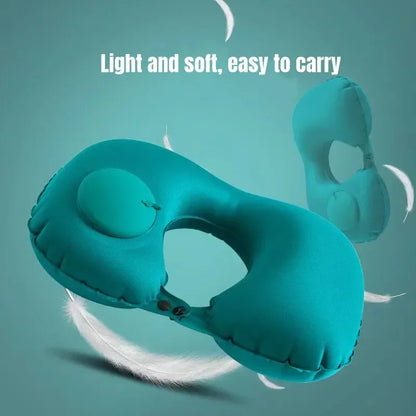 U-Shaped Inflatable Travel Pillow Portable Air Neck Support Cushion Comfortable Sleeping Press to inflate pillow neck pillow