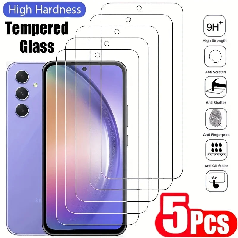 5pcs High Hardness Tempered Glass Screens for Samsung for galaxy A Series (A56, A55, A54, 5G, A51, A52, A52s, A53, 5G, A36, A35)