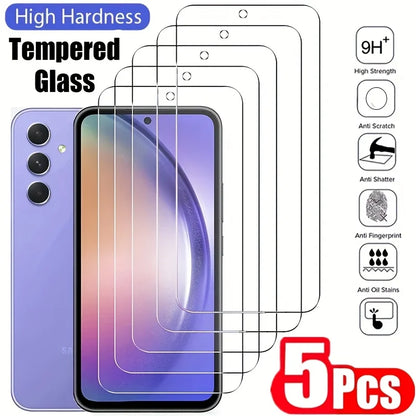 5pcs High Hardness Tempered Glass Screens for Samsung for galaxy A Series (A56, A55, A54, 5G, A51, A52, A52s, A53, 5G, A36, A35)