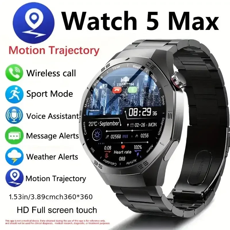 2025New For Android and ios Smart Watch Men AMOLED Screen GPS Motion trajectory Heart Rate Bluetooth Calls SmartWatch Waterproof - Urbizia