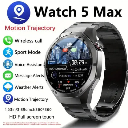 2025New For Android and ios Smart Watch Men AMOLED Screen GPS Motion trajectory Heart Rate Bluetooth Calls SmartWatch Waterproof - Urbizia