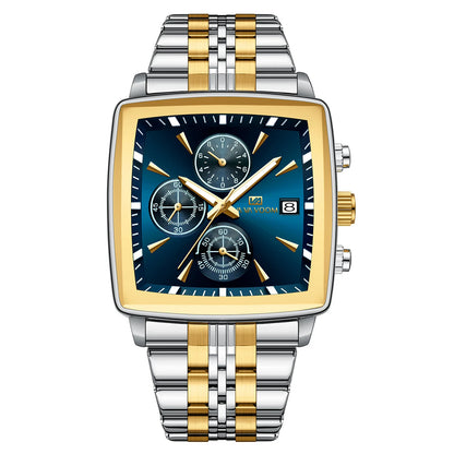 Multifunctional Timing Business Men Watch Waterproof Luminous Calendar Three Eye Six Pin Steel Male Fashion Quartz Clock Watch