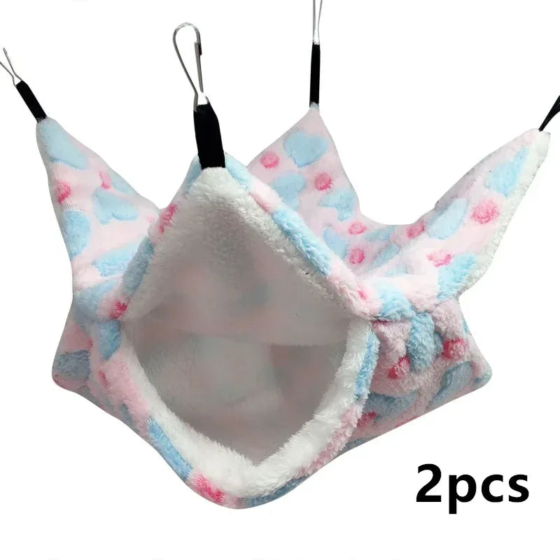 1/2 pcs Hamster Hideout Cage Print Fleece Guinea Pig Sugar Glider Sleeping Bed Rodent Hammock Rat Little House Animals Supplies - Urbizia