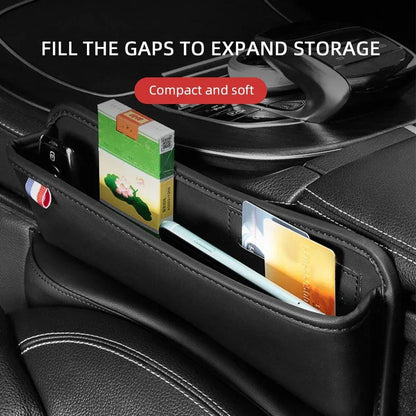Universal Car Seat Gap Organizer Storage Box Multifunction Leather Crevice Side Storage Pocket Wallet Keys Card with Cup Holder - Urbizia