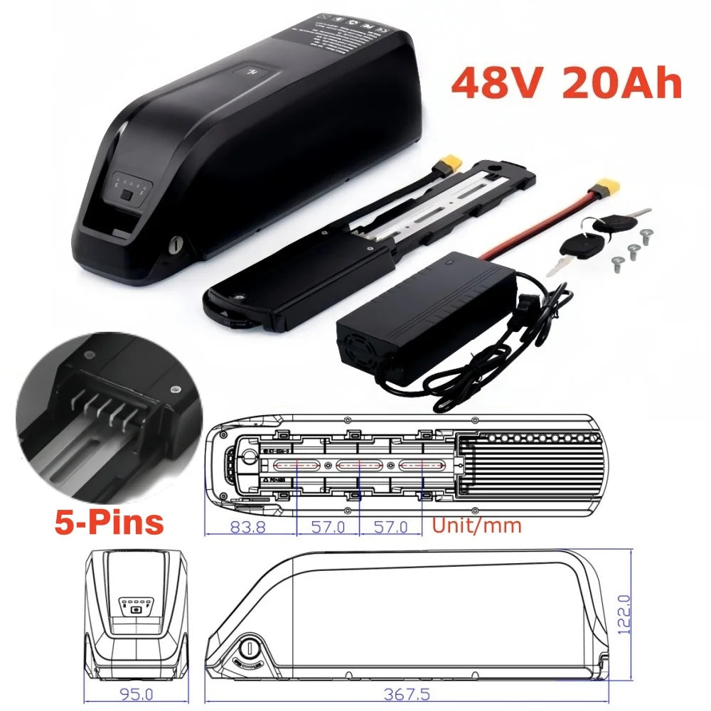 5-Pins Hailong EBike Battery 36V 48V 10Ah 15Ah 20Ah Mountain Bicycle 18650 Electric Bateria Pack for Bafang 1500W 1000W 750W
