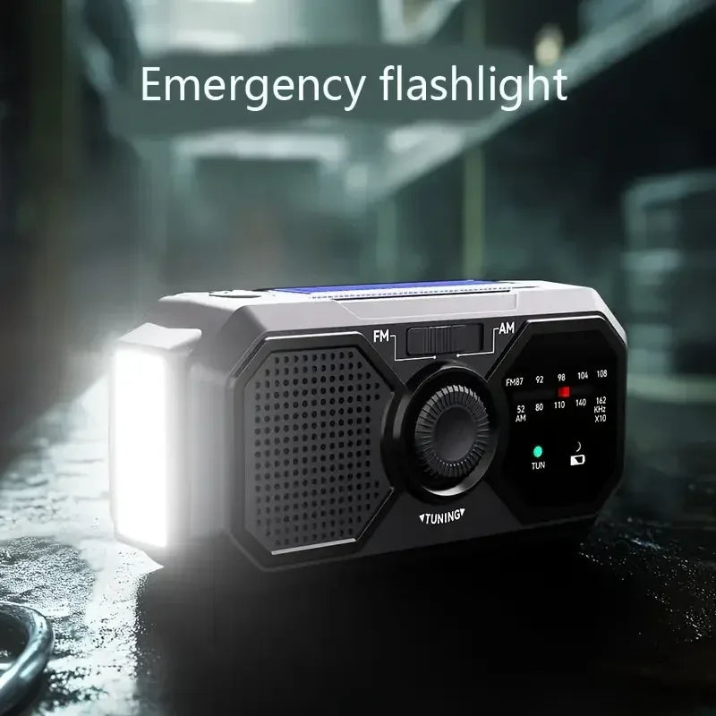 multifunctional solar hand crank dynamo charging AM FM Radio with torch.SOS alarm, outdoor camping Hike emergency power bank - Urbizia