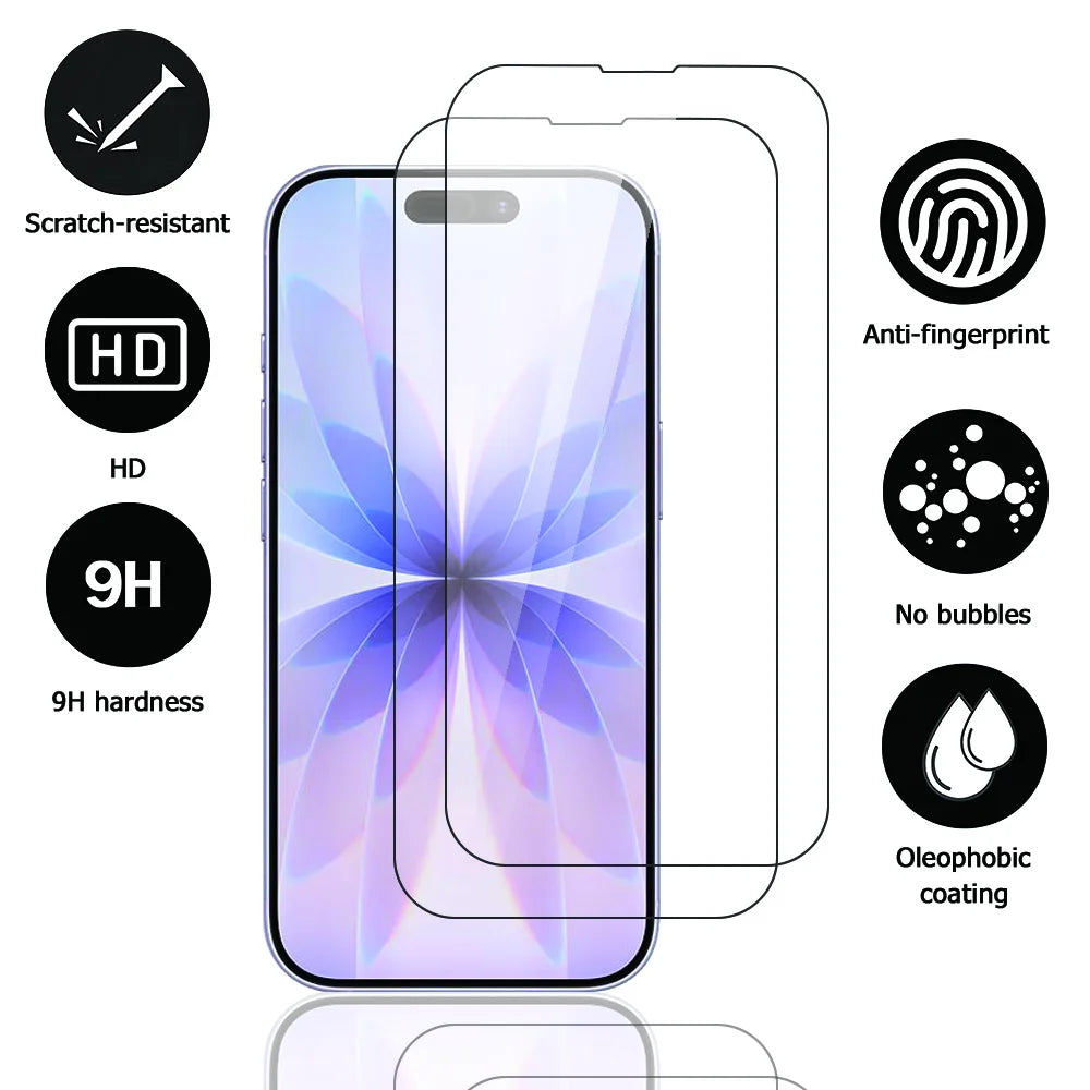 4PCS Tempered Glass for iPhone 18 17 16 16e 15 14 13 12 11 Pro Max Air Screen Protectors for iPhone X XR XS 7 8 12 13 Mini Glass