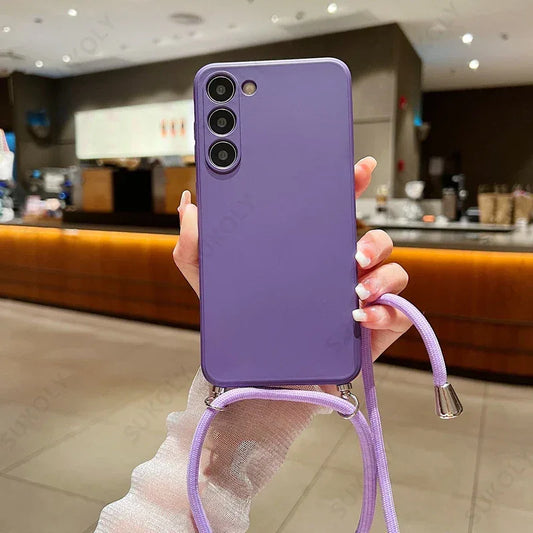 Liquid Silicone Crossbody Lanyard Phone Case for Samsung
