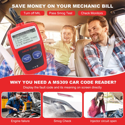 MS309 OBD2 Diagnostic Scanner Auto Car Health Check Code Reader Scanner Tool for All Cars Models with Bluetooth