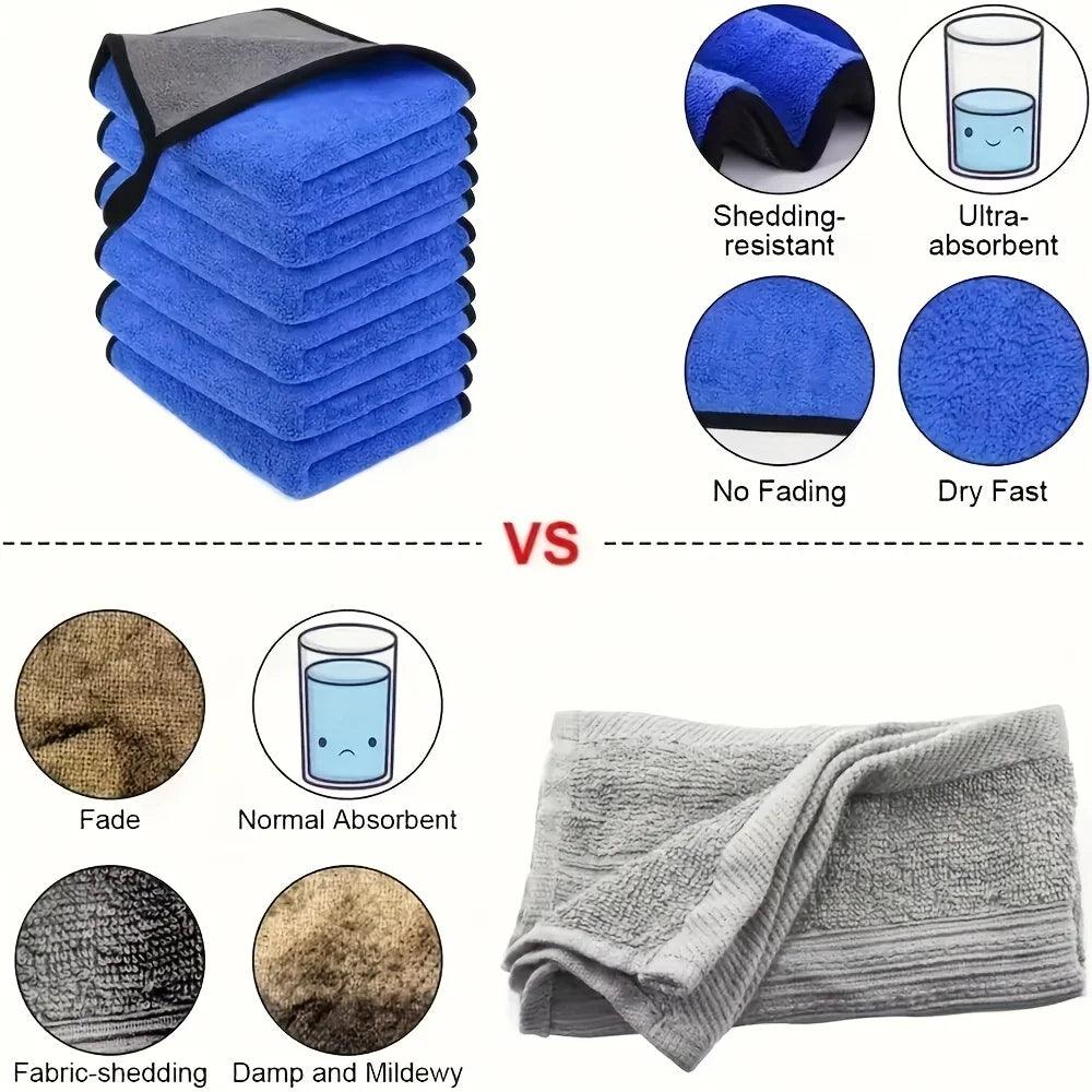 1-10pcs Microfiber Car Cleaning Towels Ultra Absorbent Car Drying Cloth Auto Detailing Washing Towel Father's Day Gift For Dad