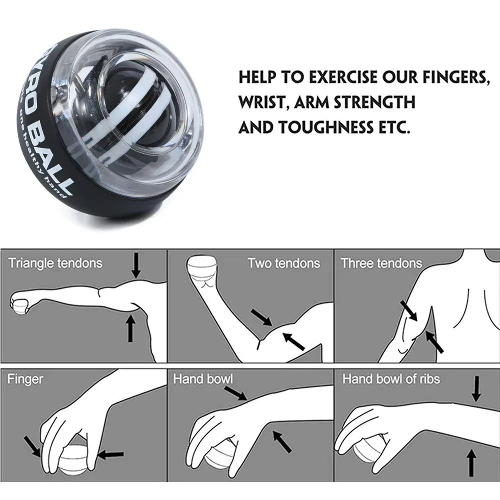 Self-Starting Wrist Gyro Ball Power Trainer Forearm Exerciser - Wrist Strengthening Device for Arm And Finger Muscle Training - Urbizia