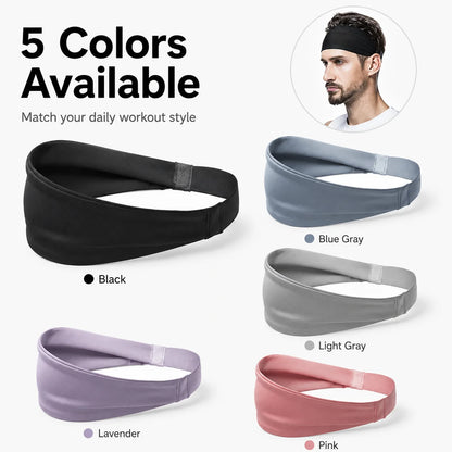 Sports Headband for Men Women Sweat Wicking Stretch Non Slip Hair Band Running Yoga Cycling Basketball Fitness Workouts 5 Colors
