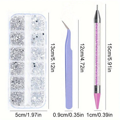 Nails Art Multi-Size Flat Back Acrylic Rhinestones 3D Crystal DIY Decorations Glitter Crystal Gem Manicure Accessories With