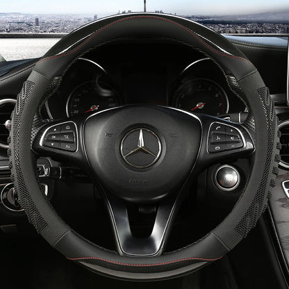 Three-dimensional Honeycomb Steering Wheel Cover  Durable Leather Cover with Anti-slip Linning Universal 14.5-15in
